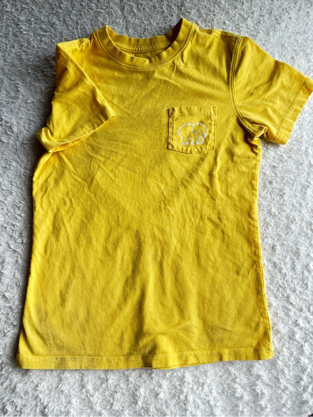 ivory ella Kids Short Sleeve Pocket Tee in Yellow with Embroidered Elephant